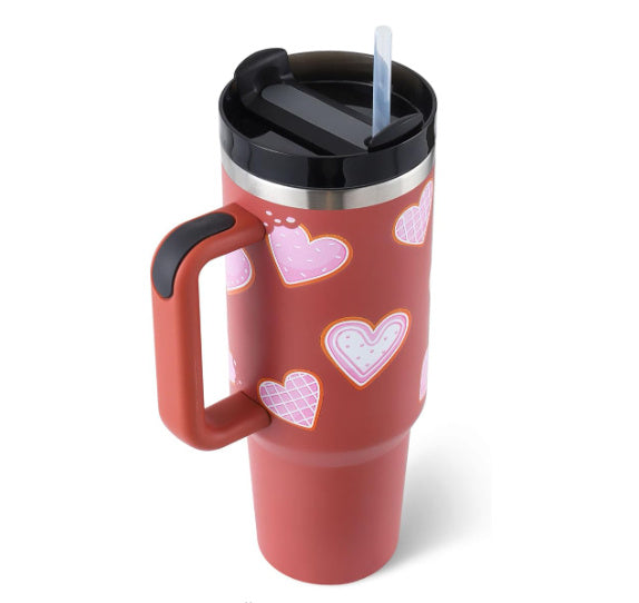40 Oz Tumbler With Handle Straw Insulated, Stainless Steel, Spill Proof