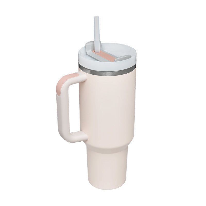 40 Oz Tumbler With Handle Straw Insulated, Stainless Steel, Spill Proof