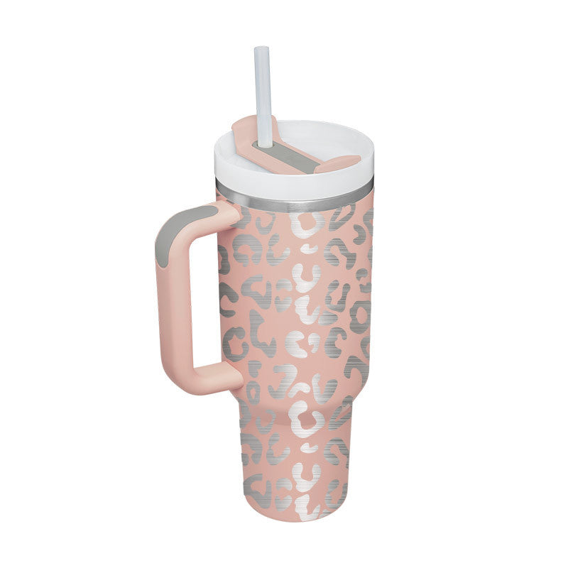 40 Oz Tumbler With Handle Straw Insulated, Stainless Steel, Spill Proof