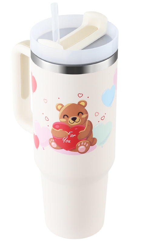 40 Oz Tumbler With Handle Straw Insulated, Stainless Steel, Spill Proof