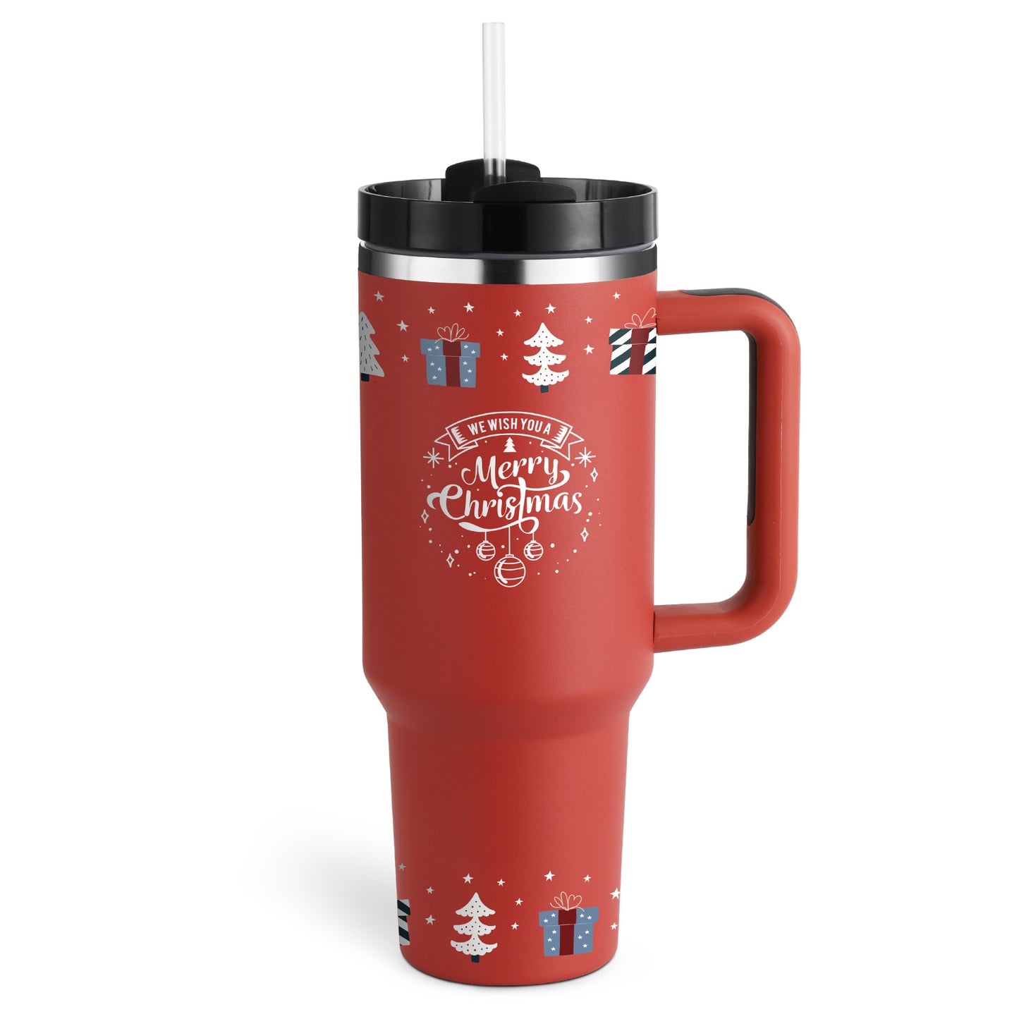 40 Oz Tumbler With Handle Straw Insulated, Stainless Steel, Spill Proof