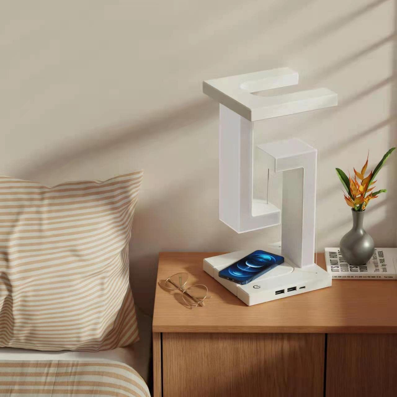 Smartphone floating Wireless Charging Suspension Table Lamp