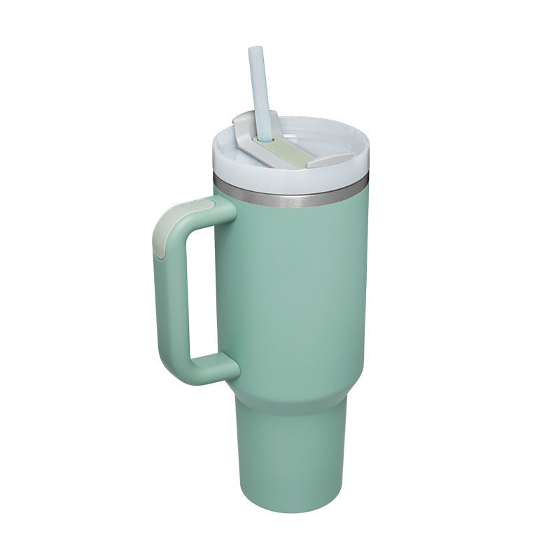 40 Oz Tumbler With Handle Straw Insulated, Stainless Steel, Spill Proof