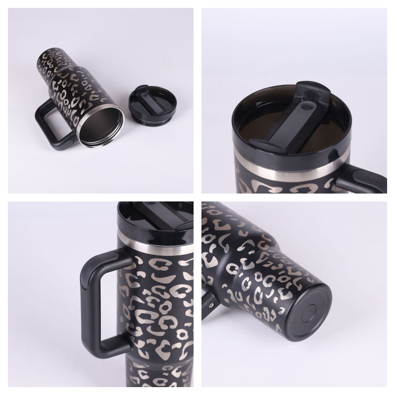40 Oz Tumbler With Handle Straw Insulated, Stainless Steel, Spill Proof