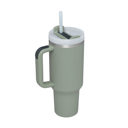 40 Oz Tumbler With Handle Straw Insulated, Stainless Steel, Spill Proof
