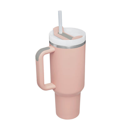 40 Oz Tumbler With Handle Straw Insulated, Stainless Steel, Spill Proof